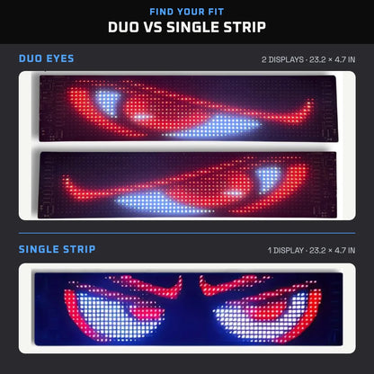 Duo Eyes and Single Strip size comparison
